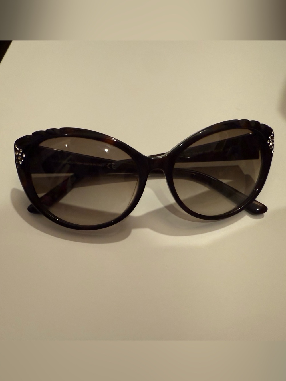 Swarovski cat eye style m Sunglasses in Dark Brown with Crystal Accents